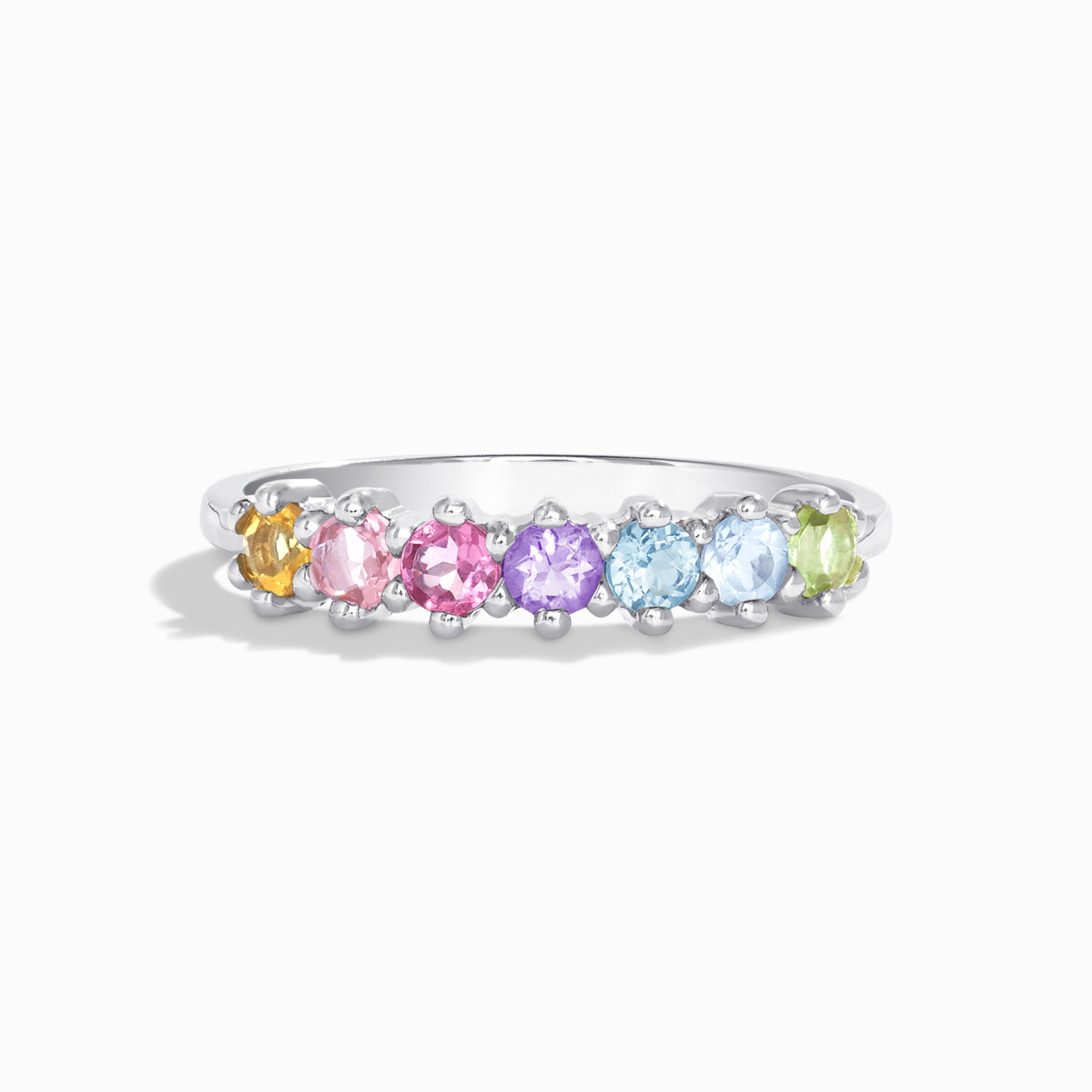 Anillo de eternidad de plata de ley con gemas de arcoíris pastel