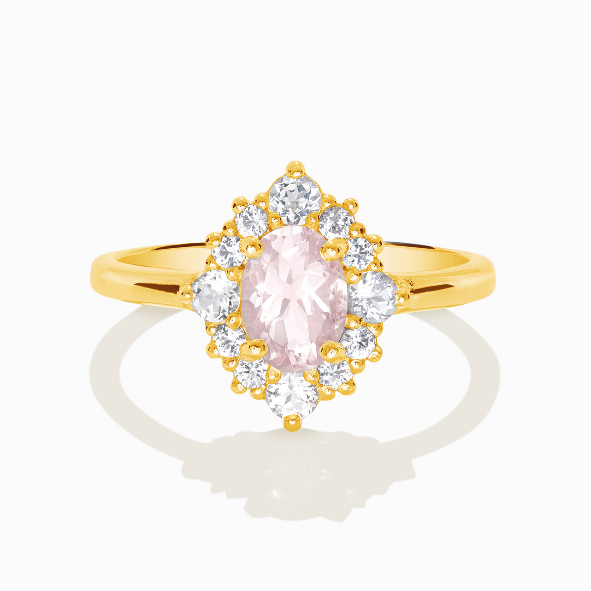 Pink Morganite Halo Ring in 18k Gold Vermeil