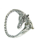 925 Silver Two Horse Heads Ring – Equestrian-Inspired Gift for Him or Her