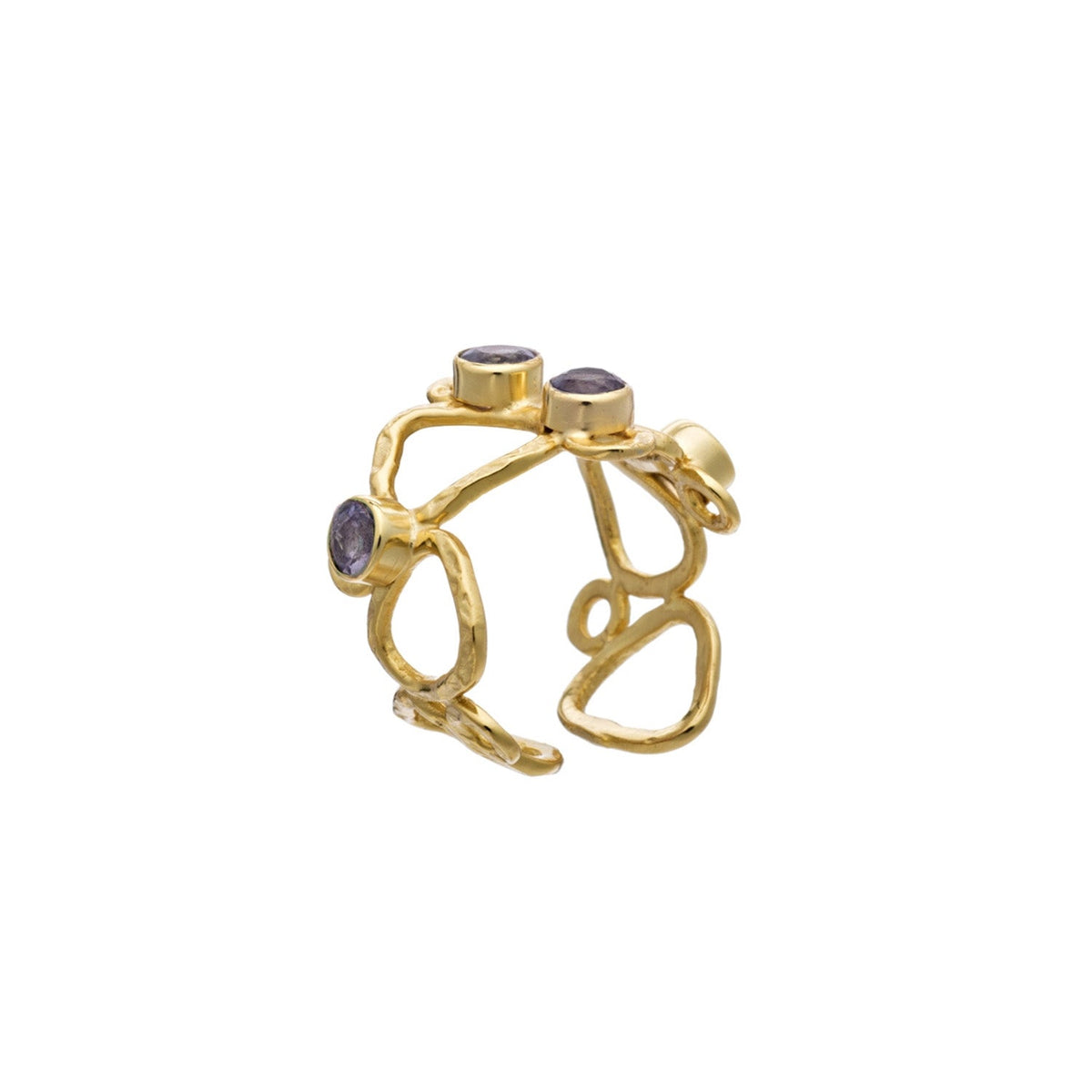 Thalia Adjustable Gemstone Ring: Labradorite