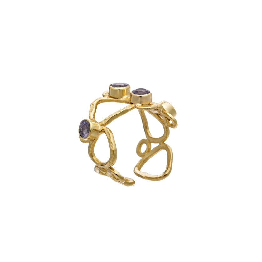 Thalia Adjustable Gemstone Ring: Labradorite