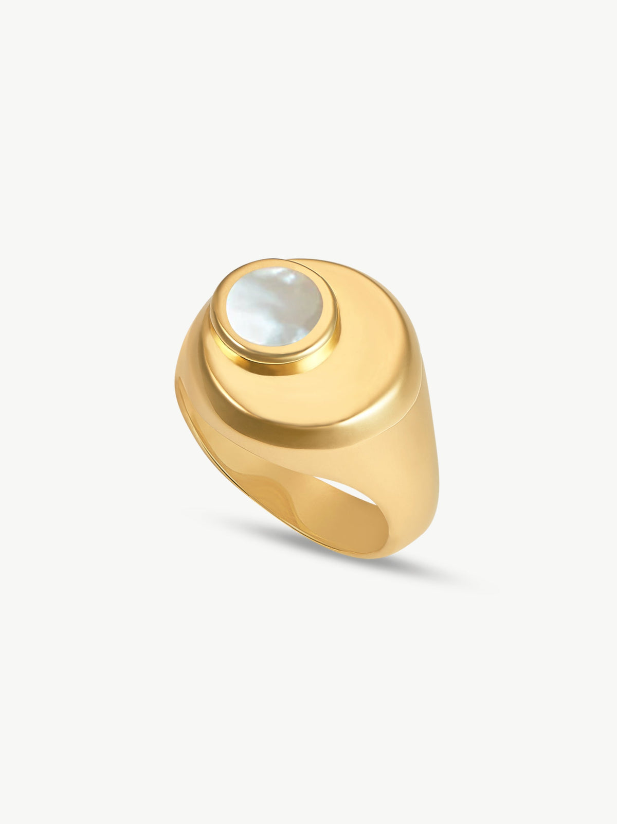 Gold plated Mother of Pearl ring - Cressida | No More Nobody