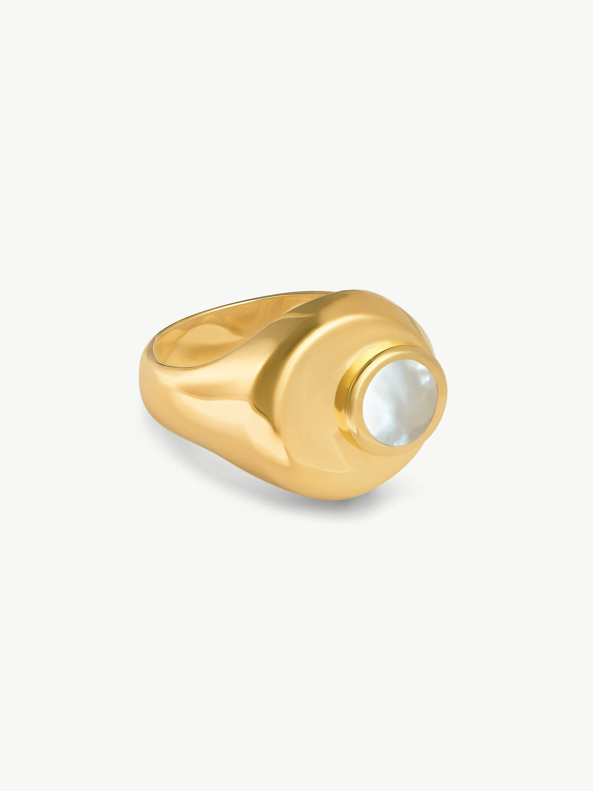 Gold plated Mother of Pearl ring - Cressida | No More Nobody