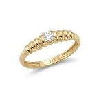 Solid Gold Ring – Radiant Beaded Solitaire | Gold | Majestic Jewellery