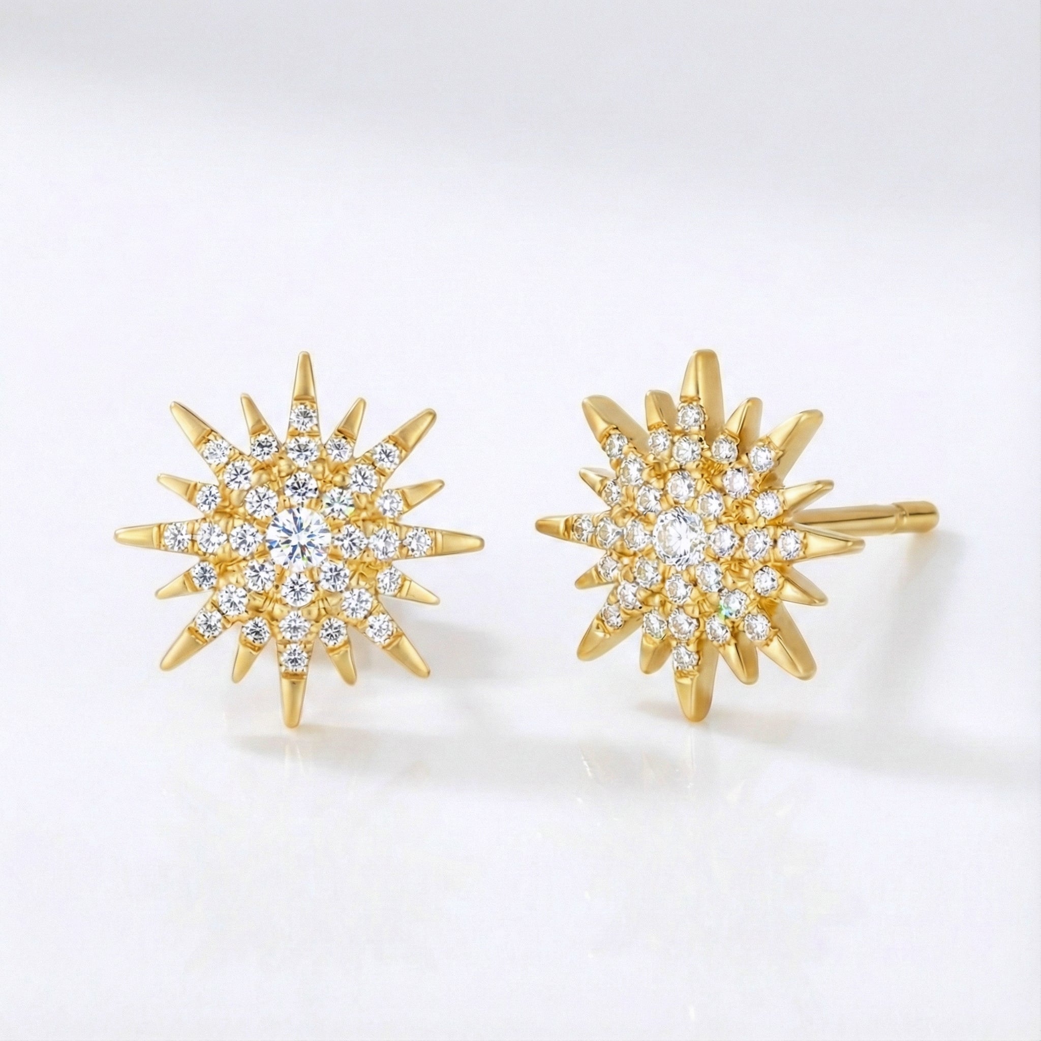 Boucles d'oreilles clous Rhea Starburst | Plaqué or 18 carats