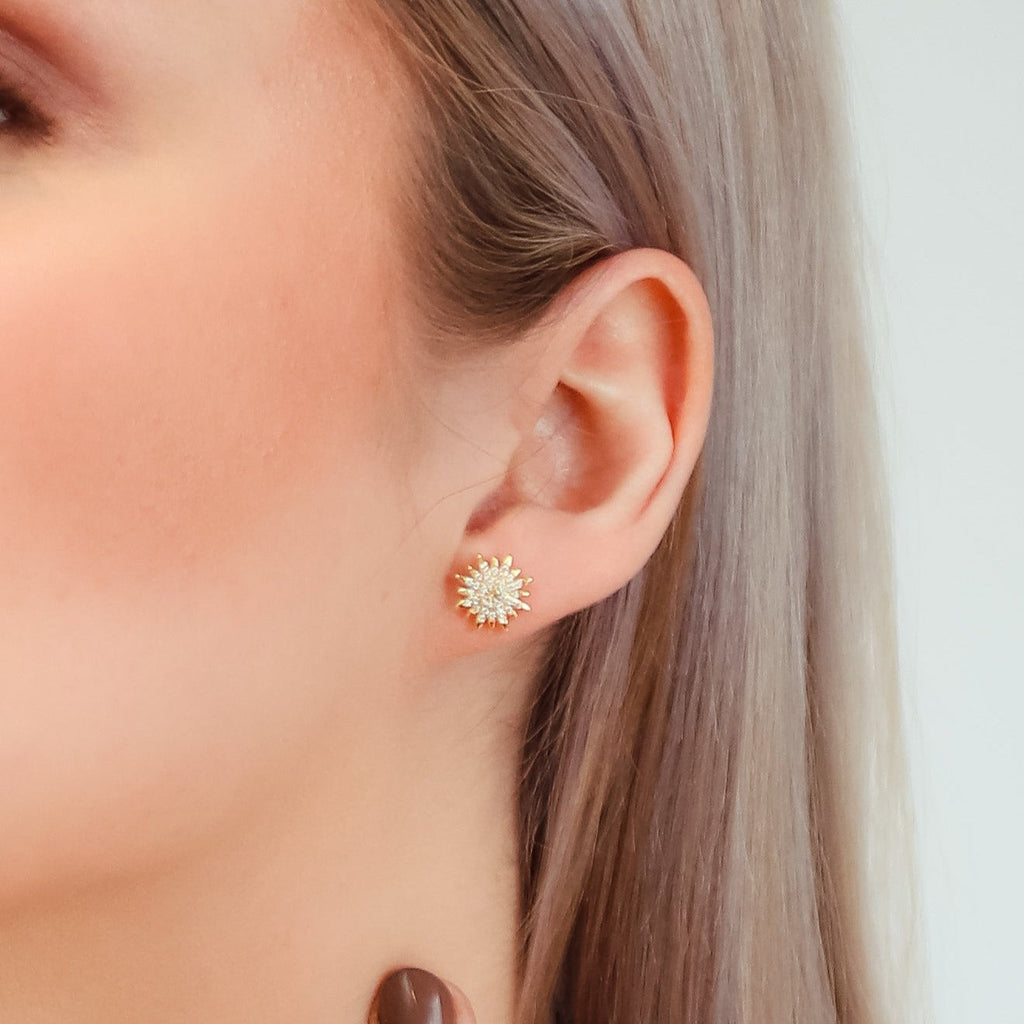 Boucles d'oreilles clous Rhea Starburst | Plaqué or 18 carats