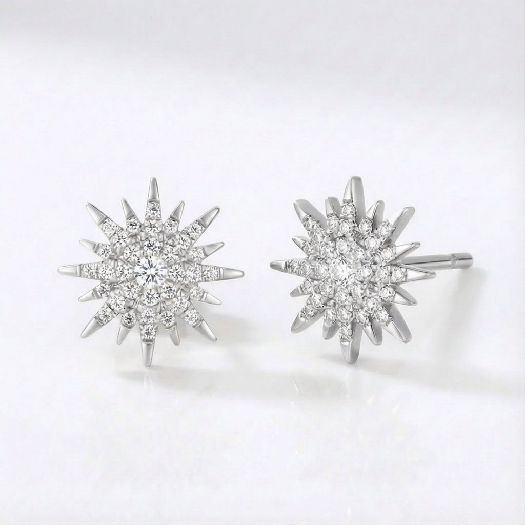 Pendientes de tuerca Rhea Starburst | Plata de ley 925