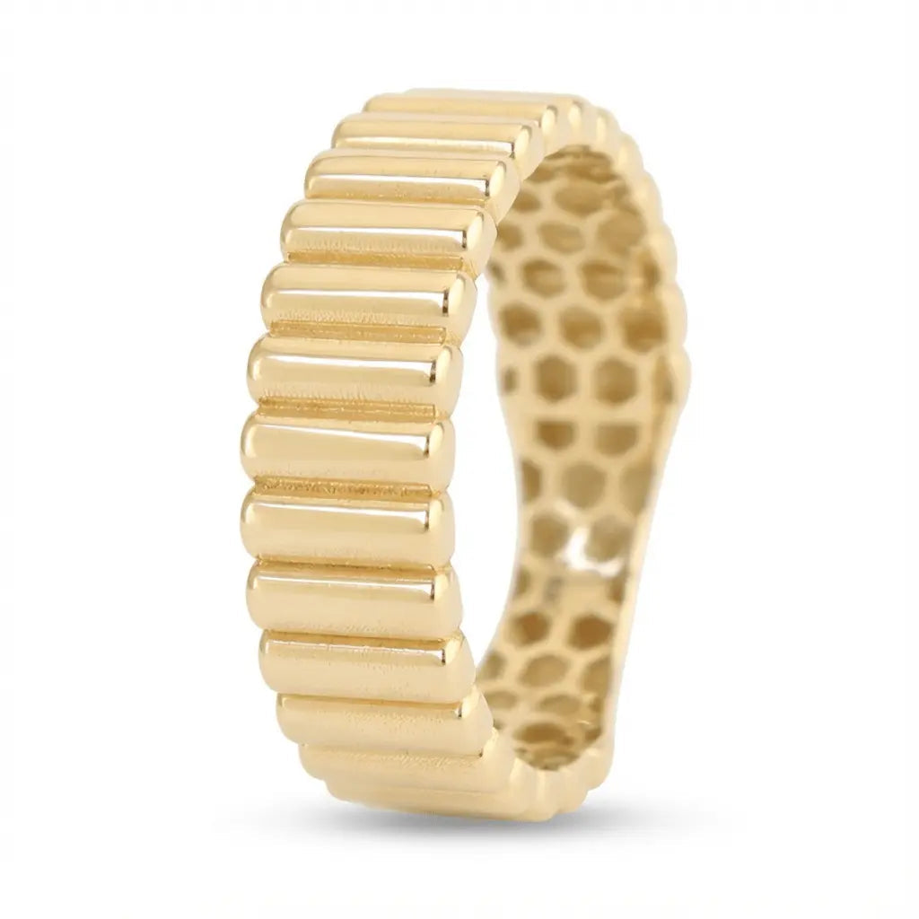 Solid Gold Ring – Ribbed Texture Modern | Gold | Majestic Jewellery