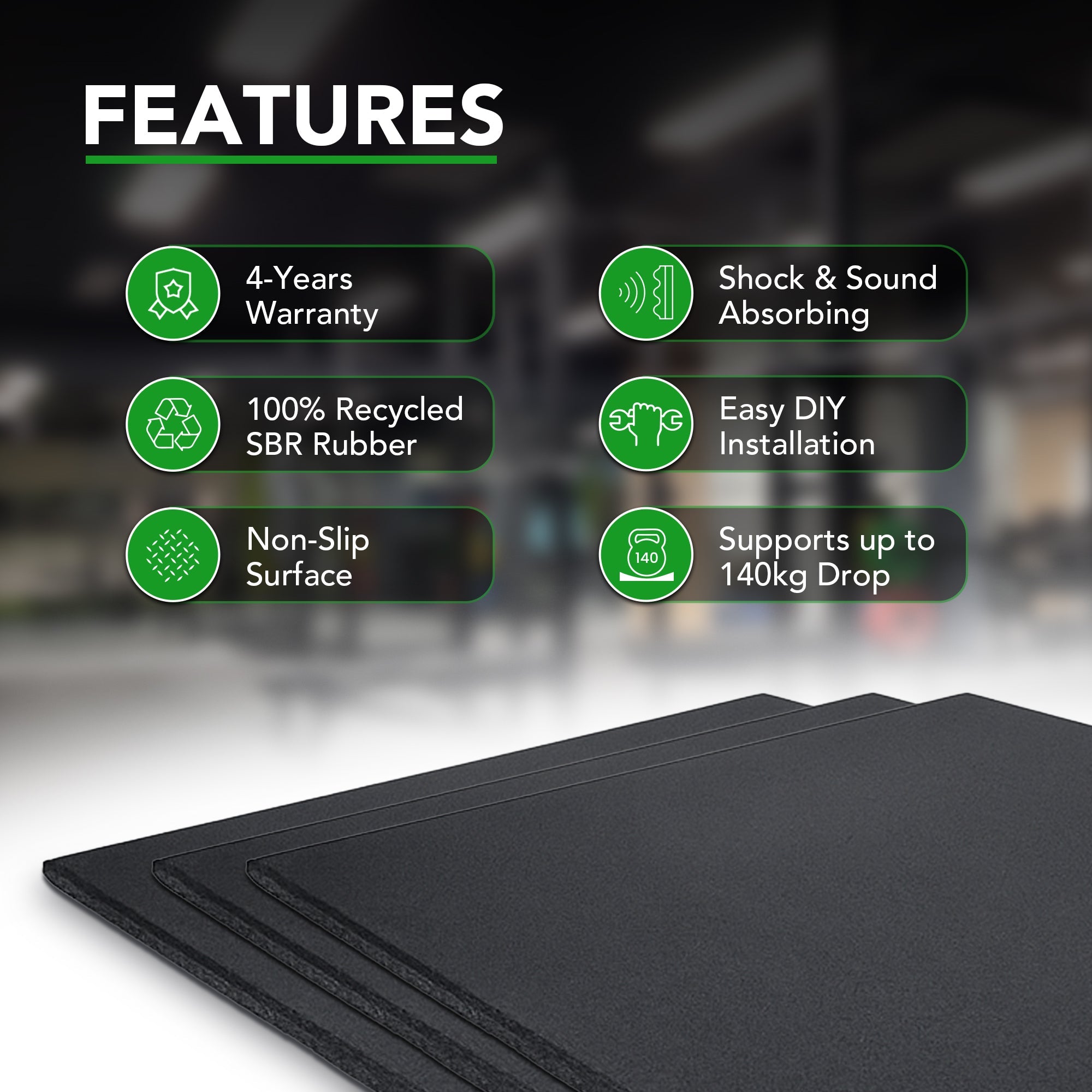 20mm PRO Rubber Gym Flooring Tiles – Smooth Top Surface - UK's Top Rated