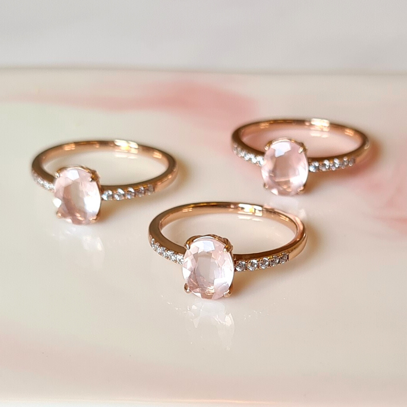Rose Quartz Ring in Rose Gold Vermeil