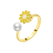 Bague tournante ajustable Marguerite Jaune