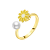 Bague tournante ajustable Marguerite Jaune