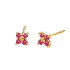 Birthstone Flower Stud Earrings