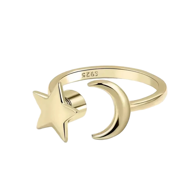 Celestial Spinner Ring – Moon & Star