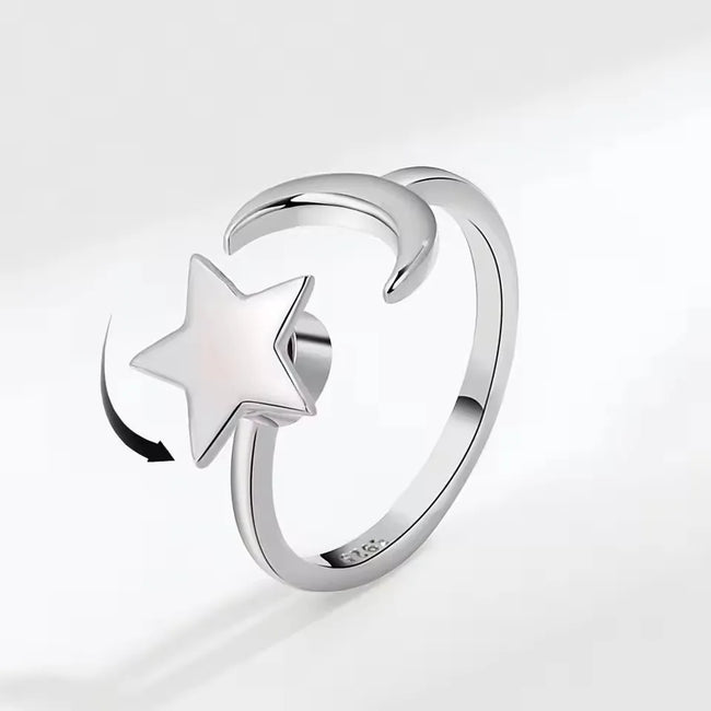 Celestial Spinner Ring – Moon & Star