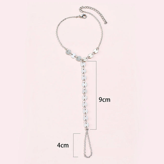 Silver Disc Hand Chain Bracelet