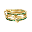 Anillos apilables chapados en oro de 18 quilates con elegantes piedras verdes