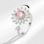 Adjustable Pink Flower Spinner Ring
