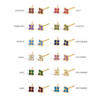 Birthstone Flower Stud Earrings
