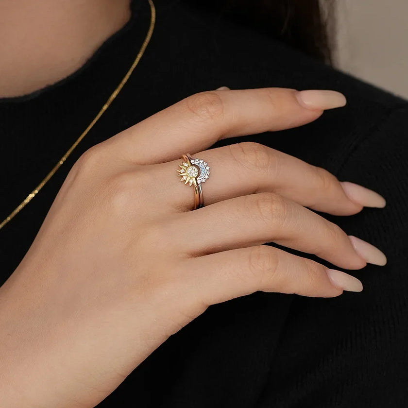 Celestial Sun & Moon Ring Set