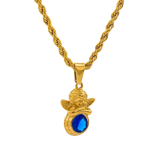 Dainty Angel Birthstone Necklace