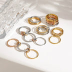 18K Elegant Gold Stacked Rings