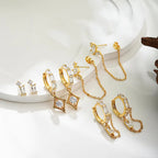 18K Gold Plated 4-Piece Chain & Stud Earring Set