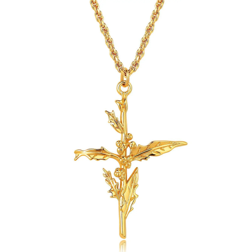 Birth Month Flower Cross Pendant