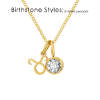14K Gold, Silver & Rose Gold Zodiac Birthstone Necklace