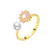 Bague tournante ajustable Marguerite rose