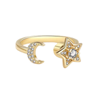 Celestial Moon & Star Spinner Ring