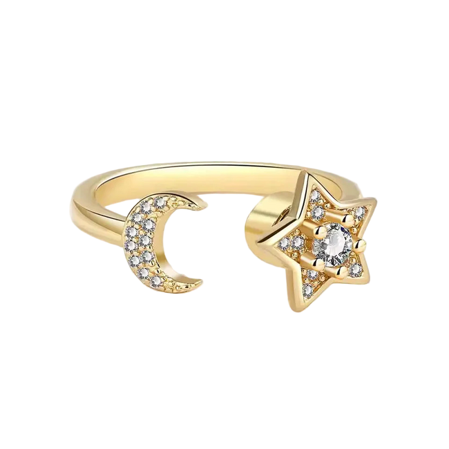 Bague tournante Lune et Étoile Céleste