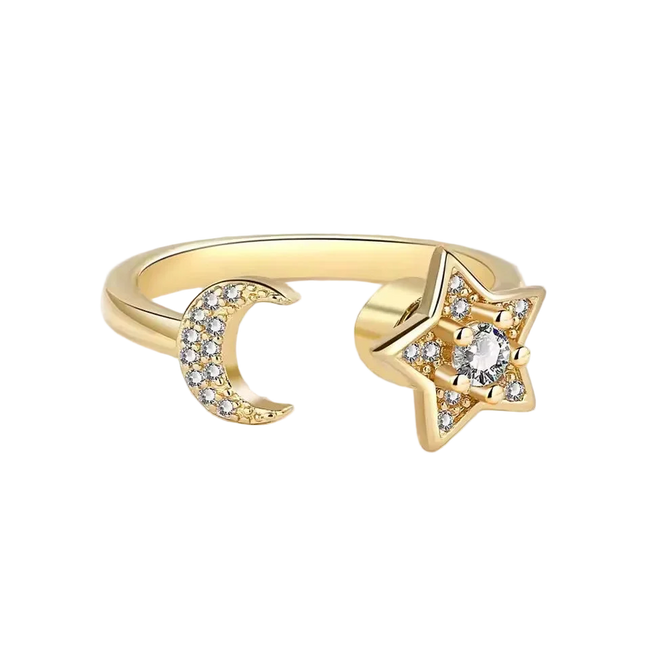 Celestial Moon & Star Spinner Ring