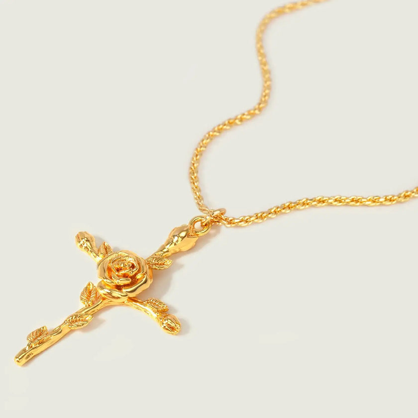 Birth Month Flower Cross Pendant