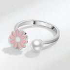 Adjustable Pink Daisy Spinner Ring