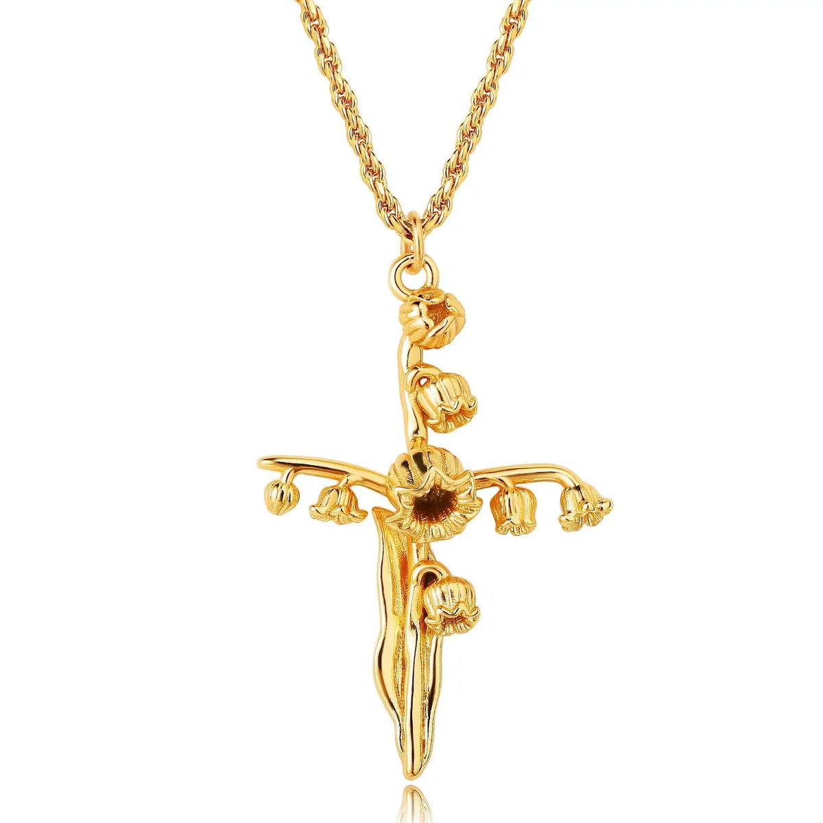 Birth Month Flower Cross Pendant