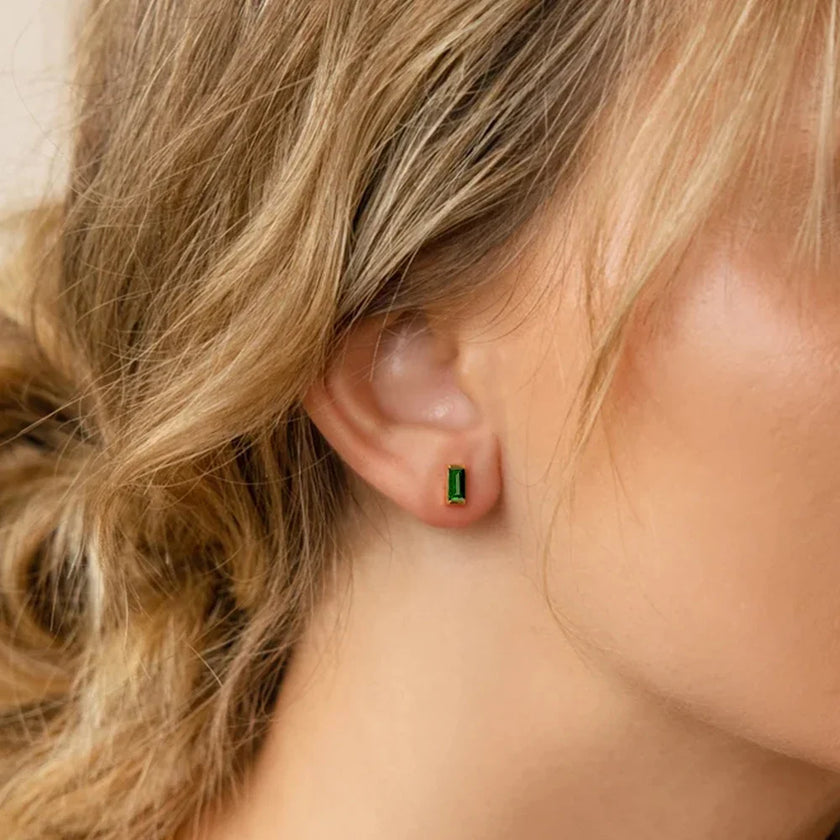 Rectangle Birthstone Earrings