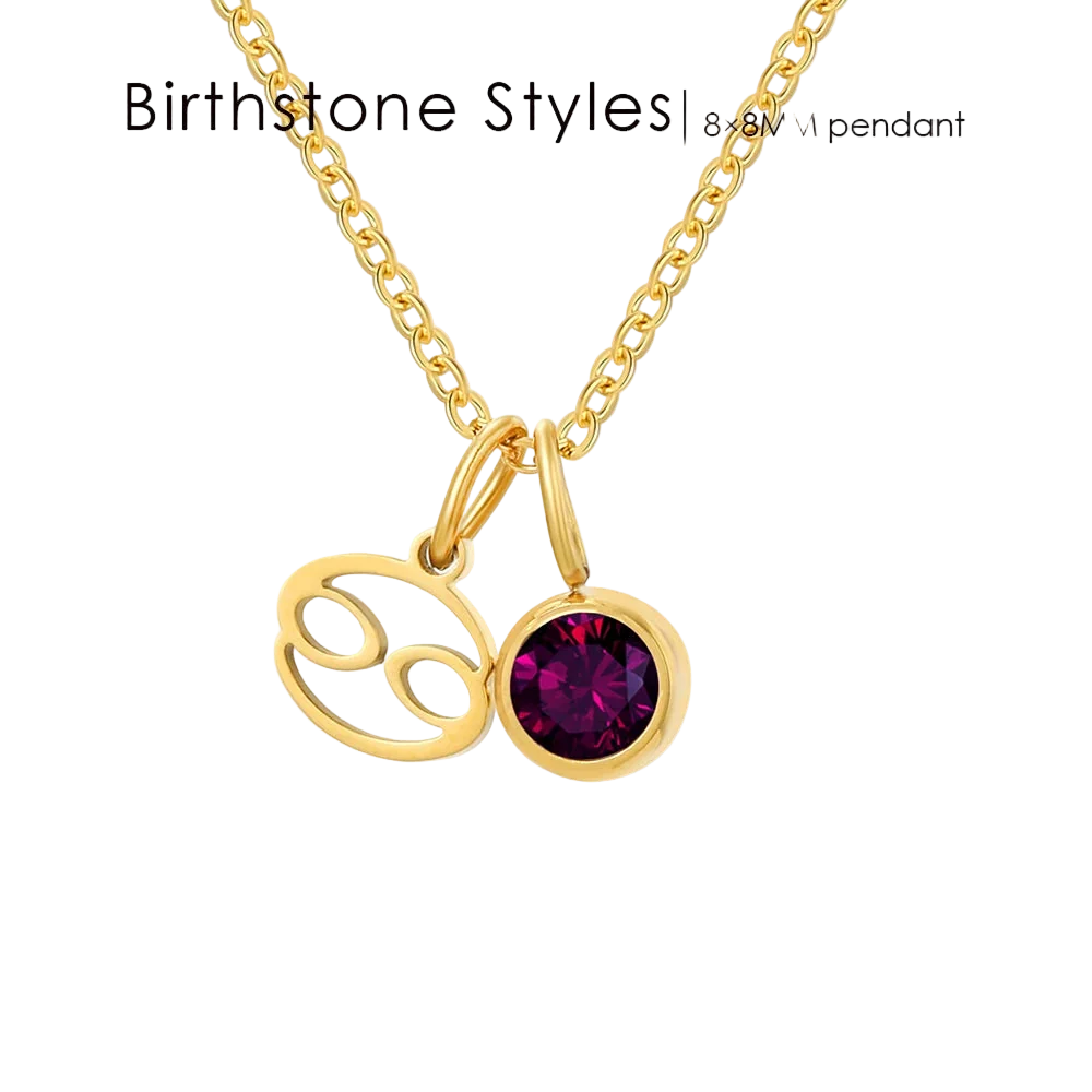 14K Gold, Silver & Rose Gold Zodiac Birthstone Necklace