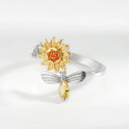Adjustable Sunflower Spinner Ring