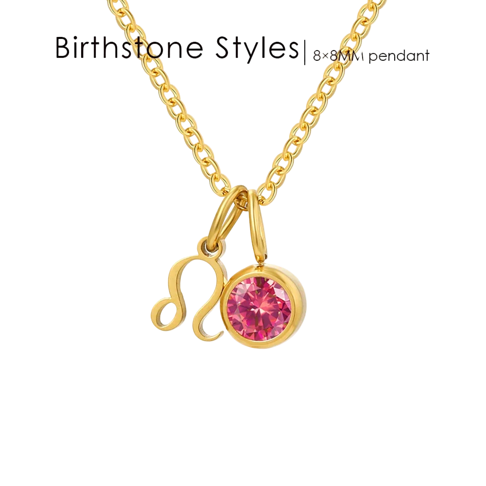 14K Gold, Silver & Rose Gold Zodiac Birthstone Necklace
