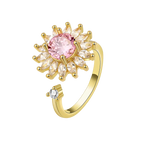 Adjustable Pink Flower Spinner Ring