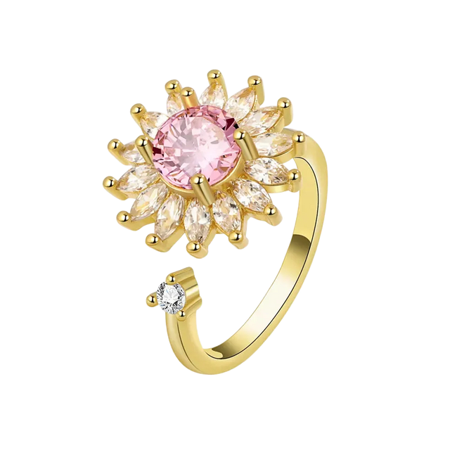 Adjustable Pink Flower Spinner Ring