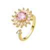 Anillo giratorio ajustable de flor rosa