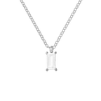 Elegant Rectangular Zirconia Pendant Necklace – Gold & Silver