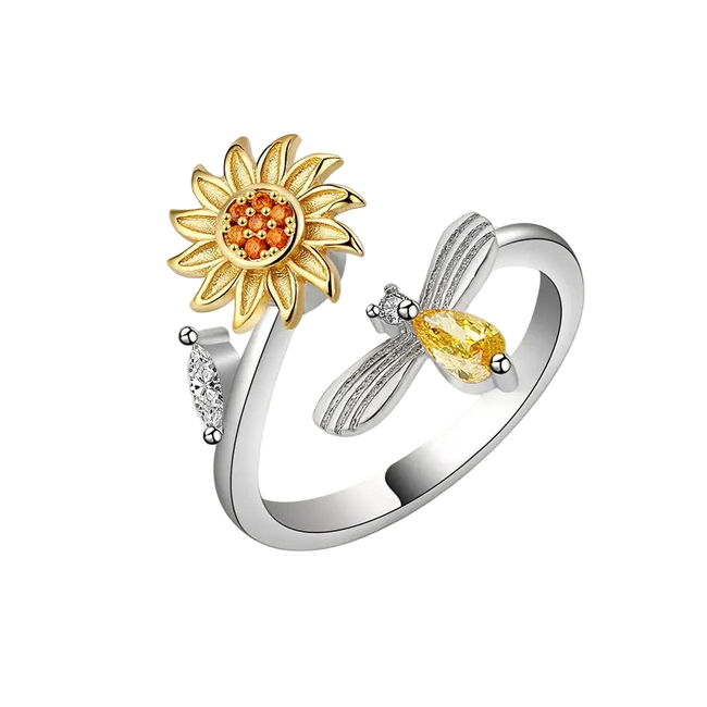 Adjustable Sunflower Spinner Ring