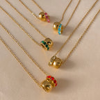 18K Gold Plated Birthstone Charm Necklace
