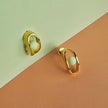 Lemon Green Chrysoprase Gold Stud Earrings