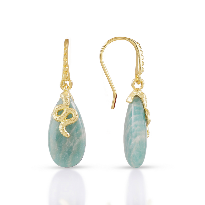 Pendientes colgantes de piedras preciosas Medusa Amazonita