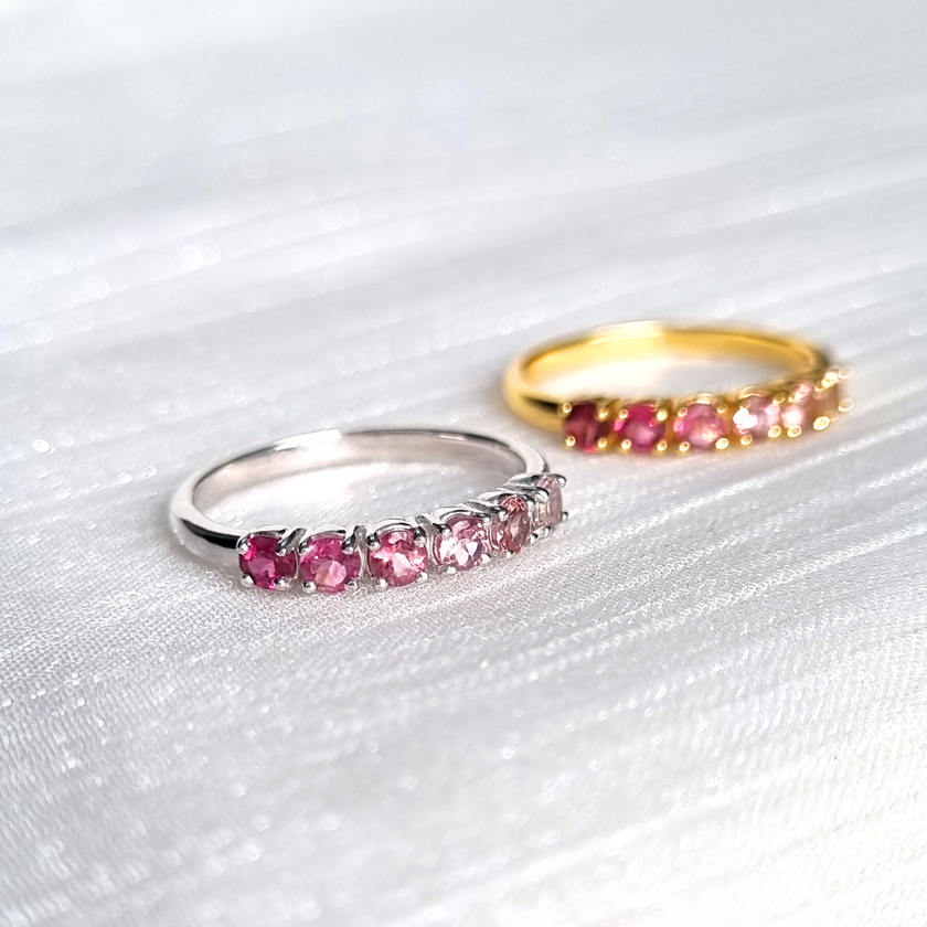 Ombre Pink Tourmaline Eternity Band in Sterling Silver