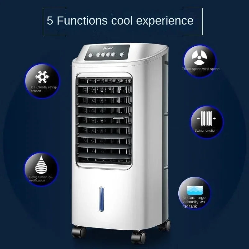 Haier Aire Acondicionado Ventilador de Enfriamiento Ventilador de Humidificación Refrigeración Ventilador sin Aspas Aire Acondicionado Doméstico Pequeño Aire Acondicionado